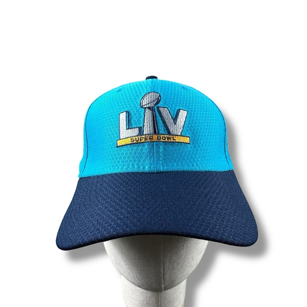 New Era 39THIRTY NFL Super Bowl LV Tampa Bay Teal/Navy Flex-Fit Hat M/L EUC Rare